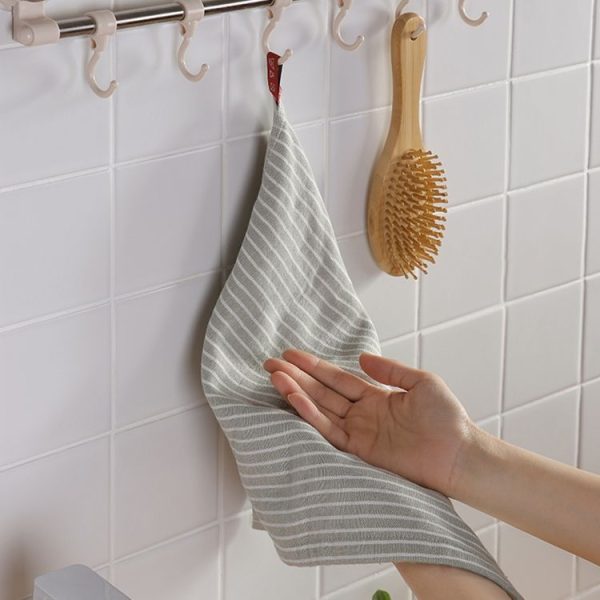 3 PCS Striped Microfiber Square Face Towels Absorbent (Green) - Image 7