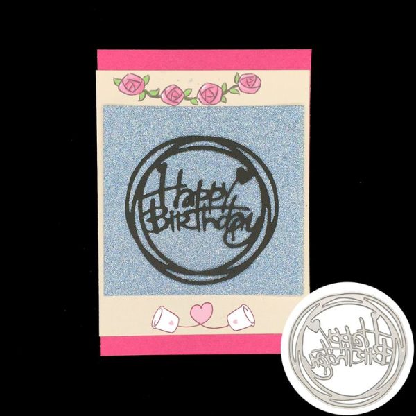 Round Happy Birthday Knife Die DIY Clip Book Album Greeting Card Making Stencil - Image 5