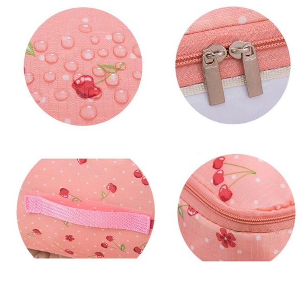 2 PCS Portable Printing Pattern Waterproof Clothes Storage Bag Pillow Quilt Blanket Folding Closet Bag Organizer, Size: 55x35x20cm Pink Cherry - Image 3