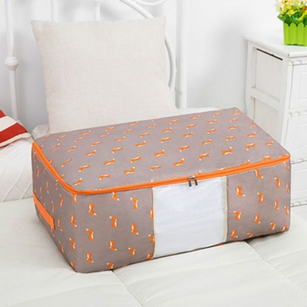 2 PCS Portable Printing Pattern Waterproof Clothes Storage Bag Pillow Quilt Blanket Folding Closet Bag Organizer, Size: 55x35x20cm Orange Fox - Image 2
