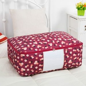 2 PCS Portable Printing Pattern Waterproof Clothes Storage Bag Pillow Quilt Blanket Folding Closet Bag Organizer, Size: 55x35x20cm Wine Red Flower