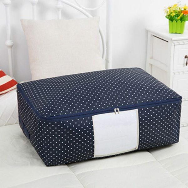 2 PCS Portable Printing Pattern Waterproof Clothes Storage Bag Pillow Quilt Blanket Folding Closet Bag Organizer, Size: 55x35x20cm Navy Blue Dot