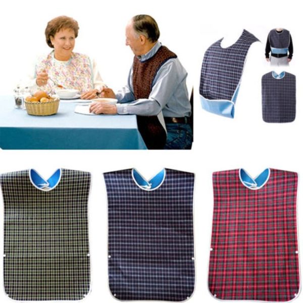 Waterproof Adult Mealtime Bib Aprons (Deep Blue) - Image 3