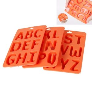 A-Z 3pcs Letter Ice Cube Ice Box Silicone Ice Tray Set (Orange)