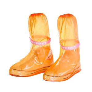 High Tube PVC Non-slip Waterproof Reusable Rain Shoe Boots Cover, Size: S (Orange)
