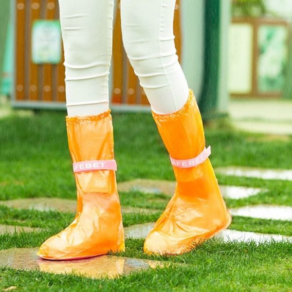High Tube PVC Non-slip Waterproof Reusable Rain Shoe Boots Cover, Size: S (Orange) - Image 4