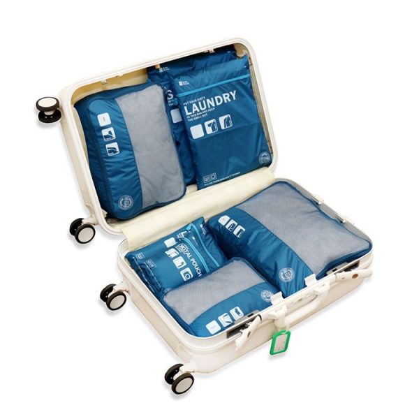 7 in 1 Packing Cube Travel Storage Bags Unisex Portable Large Capacity Clothing Cosmetics Sorting Pouch Organizer (Navy) - Image 2
