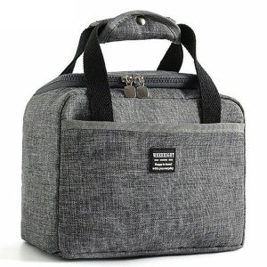 Thickened Handheld Lunch Bag Insulated Bento Bags Kids Lunch Kits (Gray)