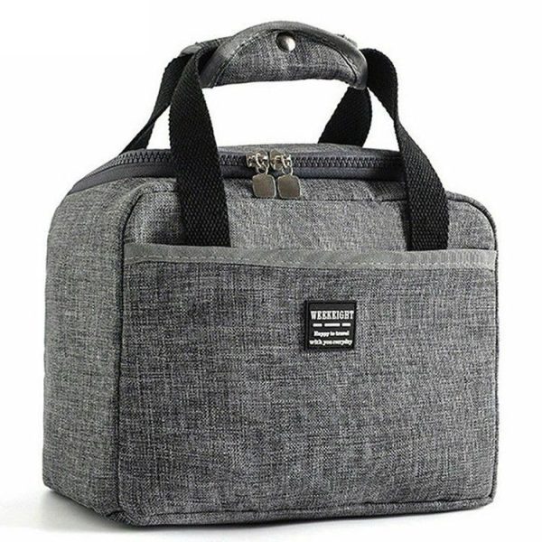 Thickened Handheld Lunch Bag Insulated Bento Bags Kids Lunch Kits (Gray)
