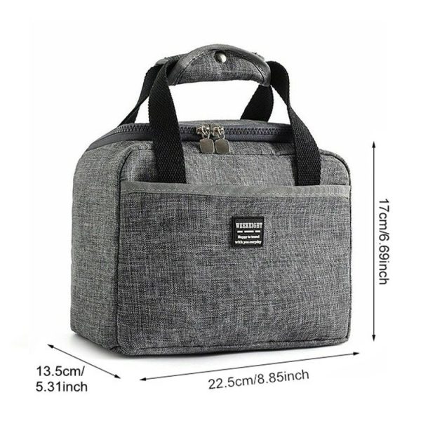 Thickened Handheld Lunch Bag Insulated Bento Bags Kids Lunch Kits (Gray) - Image 2