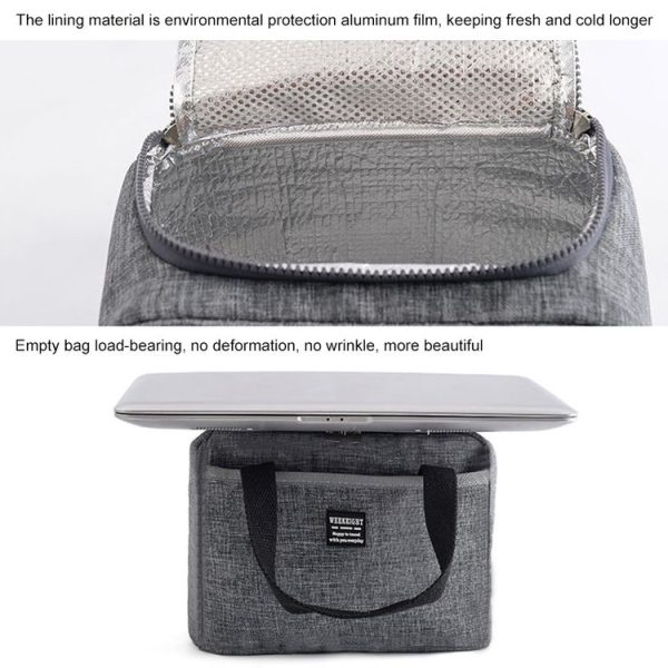 Thickened Handheld Lunch Bag Insulated Bento Bags Kids Lunch Kits (Gray) - Image 3