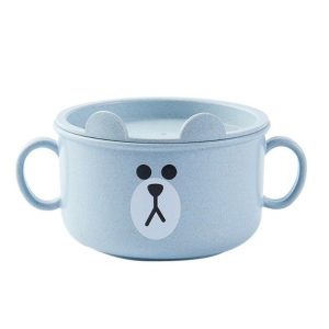 Wheat Binaural Anti-Scalding Child Bowl (Blue)