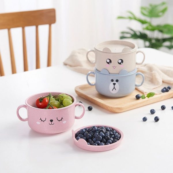 Wheat Binaural Anti-Scalding Child Bowl (Blue) - Image 4