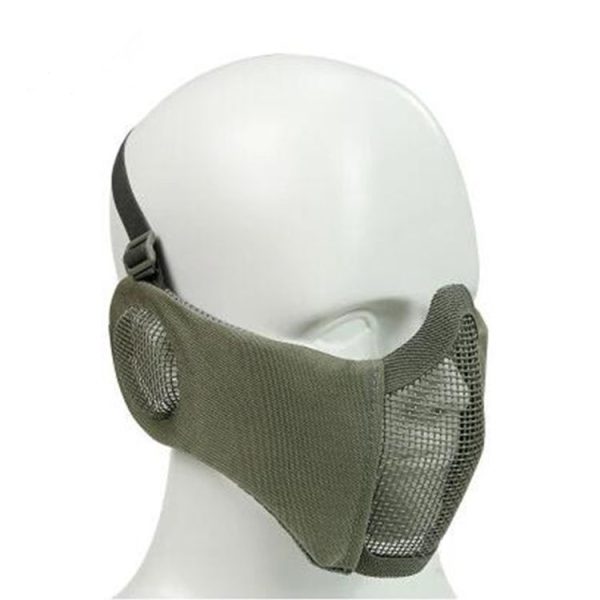 WoSporT Half Face Metal Net Field Ear Protection Outdoor Cycling Steel Mask (Grey)