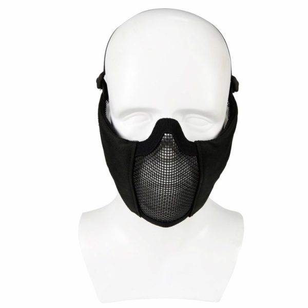 WoSporT Half Face Metal Net Field Ear Protection Outdoor Cycling Steel Mask (Grey) - Image 4