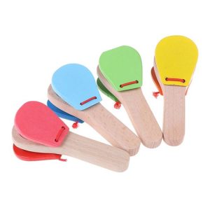 4 PCS Creative Wooden Castanets Clapper Children Early Education Music Toys, Random Color