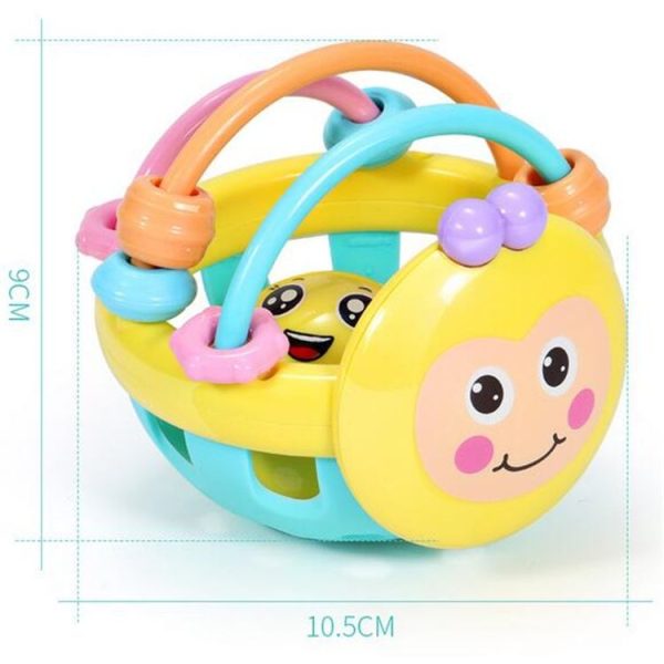 Soft Rubber Cartoon Bee Hand Knocking Rattle Dumbbell Early Educational Toy for Kid Hand Bell Baby Toy (Bee rattle) - Image 3