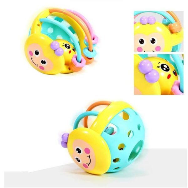 Soft Rubber Cartoon Bee Hand Knocking Rattle Dumbbell Early Educational Toy for Kid Hand Bell Baby Toy (Bee rattle) - Image 5