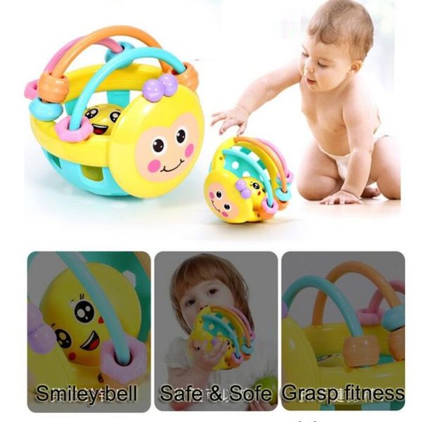 Soft Rubber Cartoon Bee Hand Knocking Rattle Dumbbell Early Educational Toy for Kid Hand Bell Baby Toy (Bee rattle) - Image 6