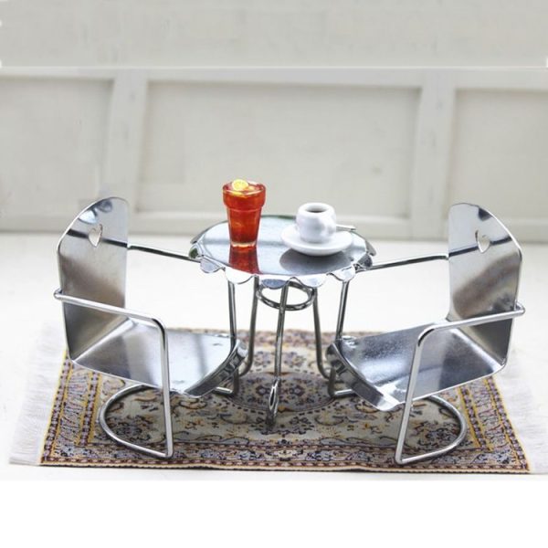 3 PCS 1: 12 Doll House Miniature Iron Chair Model - Image 6