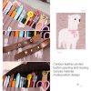 Cute Canvas Flower Animals Roll Pencil Bag Stationery Storage Organizer Bag School Office Supply (Gray Flowers) - Image 5