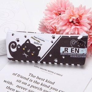 Cute Bear Series Pencil Case Office Stationery School Supplies High Capacity PU Pencil Bag (Black)