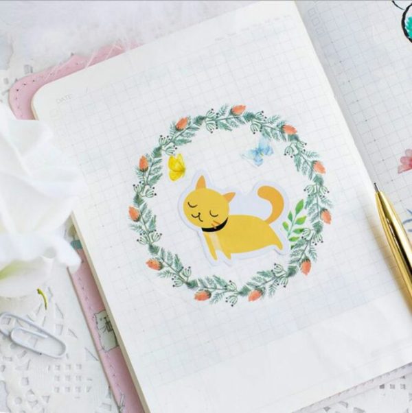 2 PCS Animals Cat Self-Adhesive Stickers Hand-Made Albums Decorative Seals - Image 4