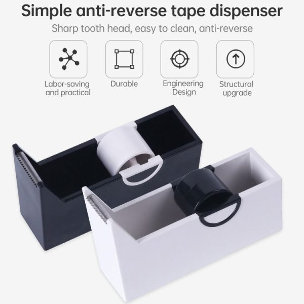 Tape Holder Office Tape Dispenser Desktop Tape Cutter (Black) - Image 4