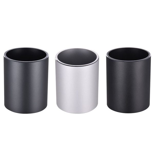 Aluminum Round Desk Pencil Holder Container Organizer Stationery Gift (Silver) - Image 2