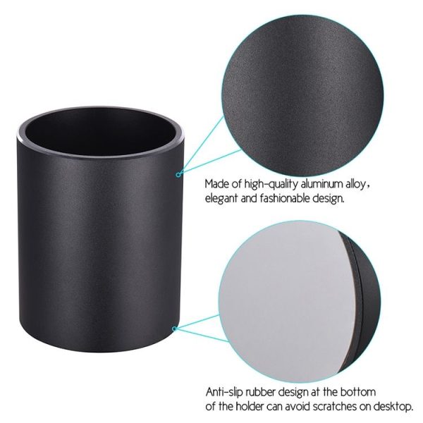 Aluminum Round Desk Pencil Holder Container Organizer Stationery Gift (Silver) - Image 4