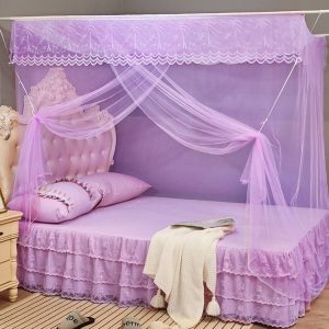 Single-door Mosquito Net Square Roof for Home Student Dormitory, Size: 1.0x1.9x1.5 Meters (Purple)