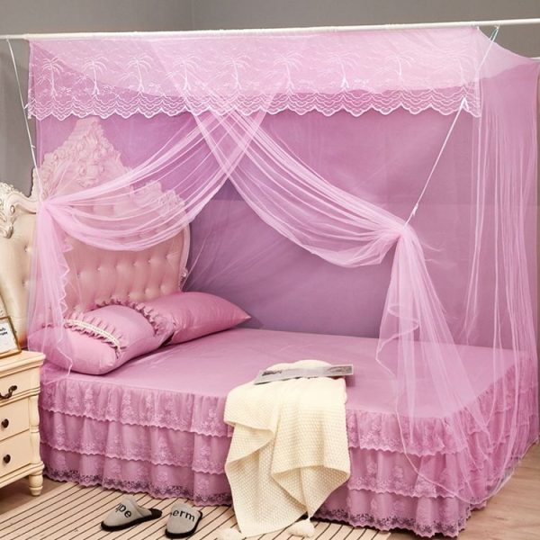 Single-door Mosquito Net Square Roof for Home Student Dormitory, Size: 1.5x2.0x1.8 Meters (Pink)