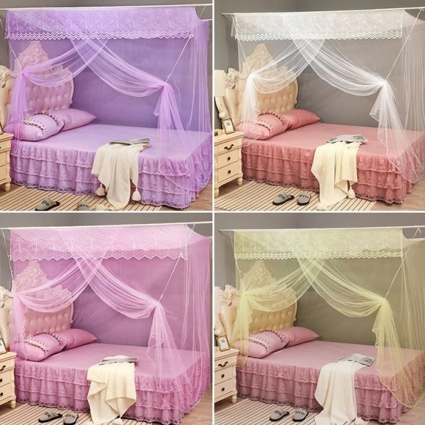 Single-door Mosquito Net Square Roof for Home Student Dormitory, Size: 1.5x2.0x1.8 Meters (Pink) - Image 2