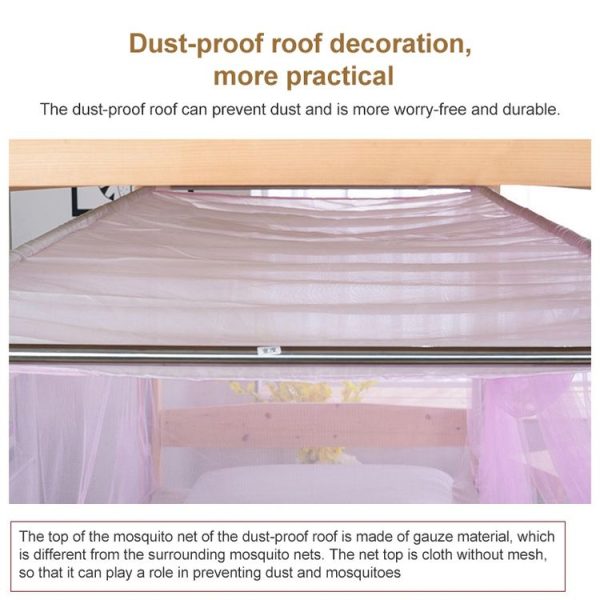 Single-door Mosquito Net Square Roof for Home Student Dormitory, Size: 1.5x2.0x1.8 Meters (Pink) - Image 3