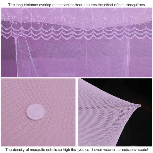 Single-door Mosquito Net Square Roof for Home Student Dormitory, Size: 1.5x2.0x1.8 Meters (Pink) - Image 5
