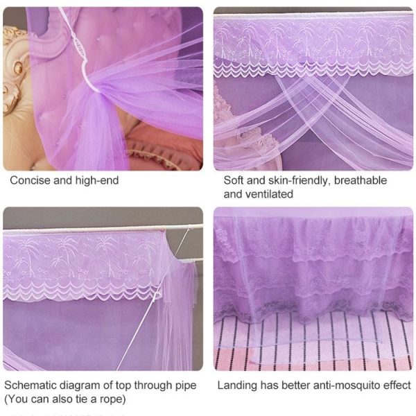 Single-door Mosquito Net Square Roof for Home Student Dormitory, Size: 1.5x2.0x1.8 Meters (Pink) - Image 6