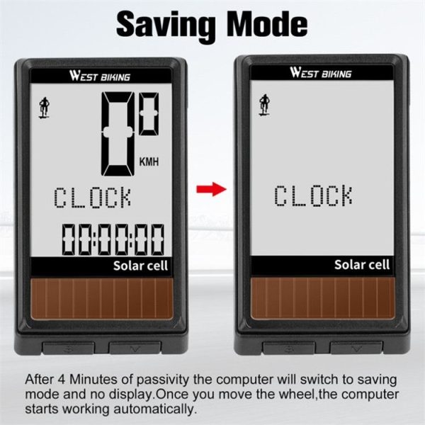 WEST BIKING Wireless Solar Code Table Mountain Road Bike Large Character Code Table Five Language Waterproof Speedometer - Image 11