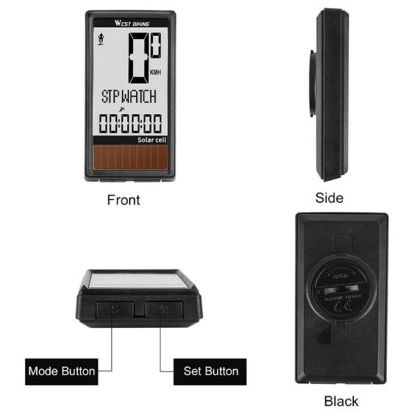 WEST BIKING Wireless Solar Code Table Mountain Road Bike Large Character Code Table Five Language Waterproof Speedometer - Image 12
