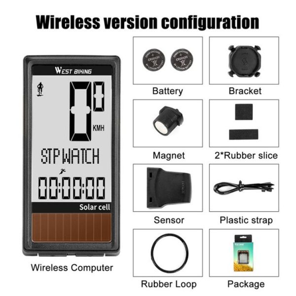 WEST BIKING Wireless Solar Code Table Mountain Road Bike Large Character Code Table Five Language Waterproof Speedometer - Image 14