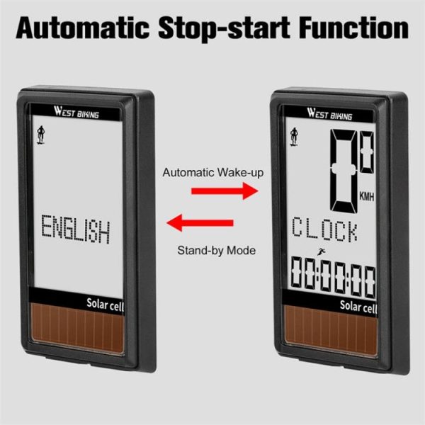 WEST BIKING Wireless Solar Code Table Mountain Road Bike Large Character Code Table Five Language Waterproof Speedometer - Image 9
