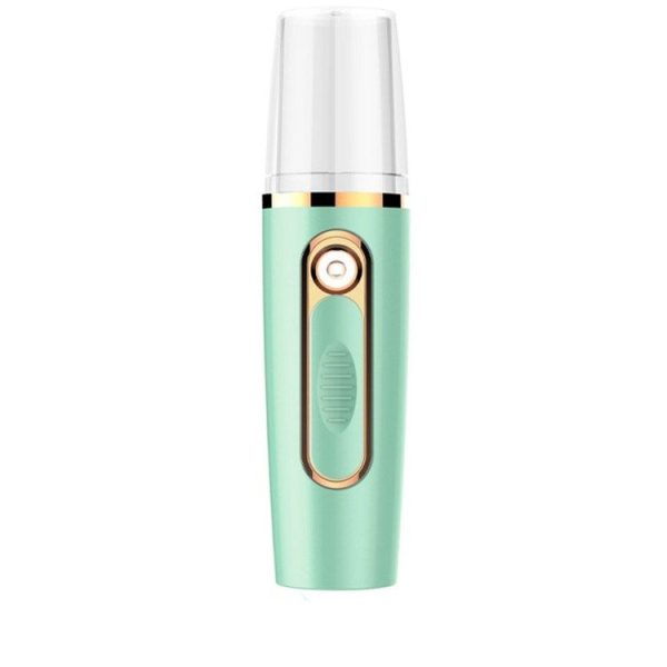 Portable Mini Moisturizing Sprayer Rechargeable Beauty Disinfectant Humidifier Automatic Alcohol Sprayer (Green+Gold) - Image 2