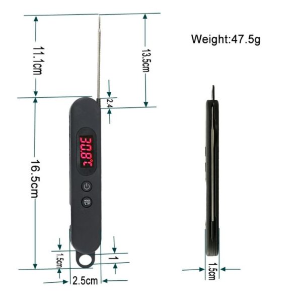 Folding Digital Meat Thermometer Probe Wireless Instant Read Kitchen Cooking Food Long Stainless Steel Probe BBQ Thermometer - Image 6