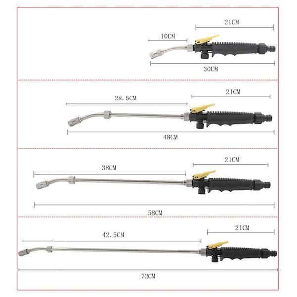 Garden Water Guns Stainless Steel Multifunction High Pressure Car Wash Spray Nozzle Hose Wand, Specification: 58cm - Image 6