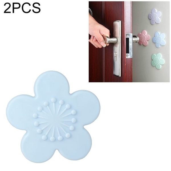 2 PCS Practical Silicone Cherry Blossom Shape Wall Protector Door Handle Crash Pad Furniture Accessories (Purple)