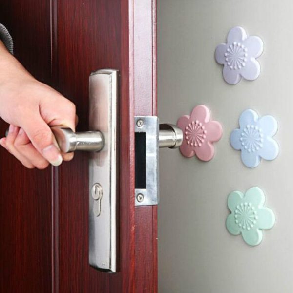 2 PCS Practical Silicone Cherry Blossom Shape Wall Protector Door Handle Crash Pad Furniture Accessories (Purple) - Image 6