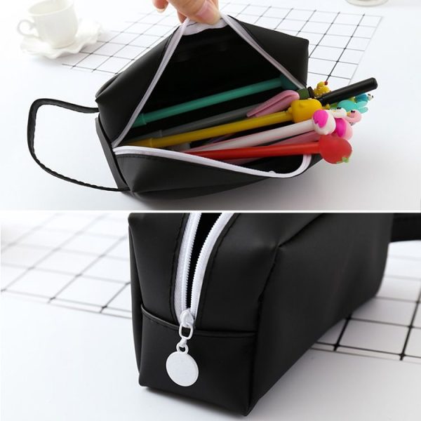 Cat Large Capacity Pen Bags Zipper Pen Case School Supplies Stationery (Pink Cat Head) - Image 4