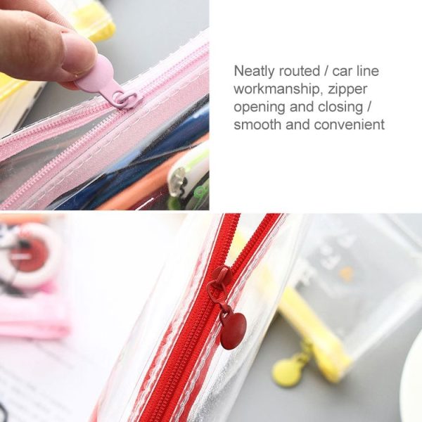 Cute Fruit Transparent PVC Pencil Box Pencil Bag School Supplies Stationery (Strawberry) - Image 3