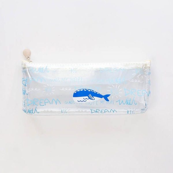 Cute Whale Pencil Case Creative Transparent Pen Case School Office Supplies Stationery (Transparent Whale) - Image 2