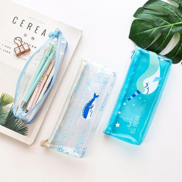 Cute Whale Pencil Case Creative Transparent Pen Case School Office Supplies Stationery (Transparent Whale) - Image 5