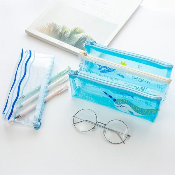 Cute Whale Pencil Case Creative Transparent Pen Case School Office Supplies Stationery (Transparent Whale) - Image 6